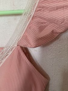 Pink Lace Trim Maxi Dress