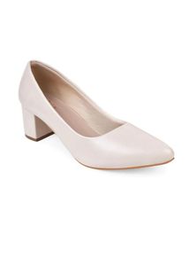 Classic White Block Heels