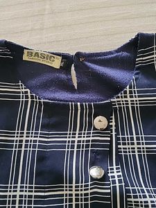 Classic Navy &amp; White Plaid Top