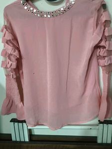 Pink Ruffle Sleeve Top