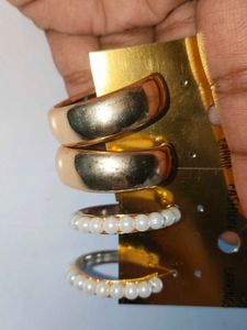 Chic Gold &amp; Pearl Hoop Earrings Set