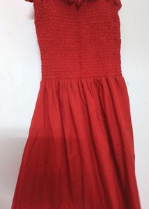 Red Dress With Shirt Like Overcoat