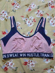 Comfortable Pink & Navy Sports Bra