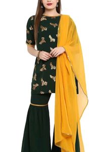 Elegant Green Kurta Set with Yellow Dupatta