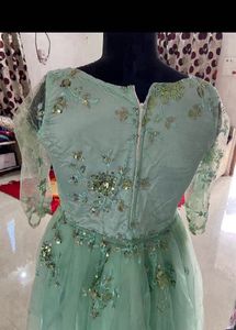 Elegant Mint Green Embroidered Gown