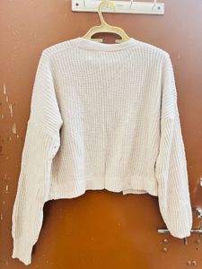 Cream Knit Cropped Cardigan