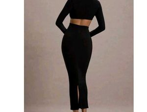 Elegant Black Cut-Out Maxi Dress