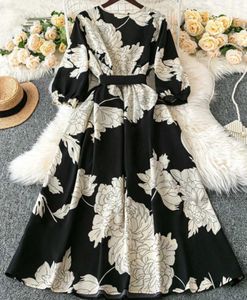 Elegant Floral Print Wrap Dress