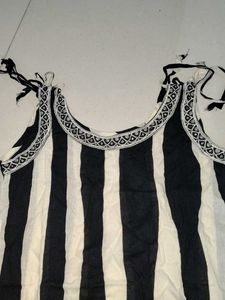 Black &amp; White Striped Kurti