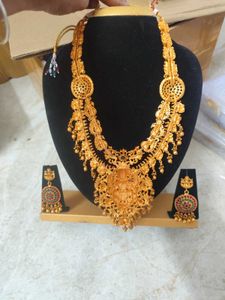 Exquisite Gold Plated Temple Jewellery Set