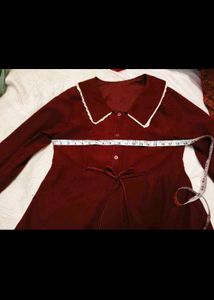 Chic Burgundy korean Velvet Dress With Bow