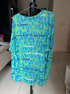 Graphic Print vibrant colour mesh top