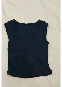 Navy V-Neck Sleeveless Top
