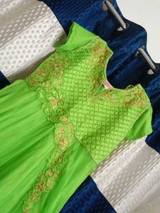 Green Embroidered Ethnic Gown