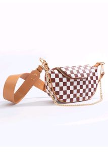 Iykyk Classy Brown Chequered Sling &amp; Crossbody Bag