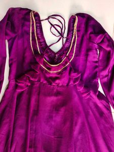 Elegant Purple Anarkali gown with duppta