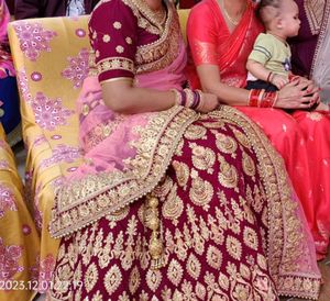 Elegant Maroon Wine & Gold Lehenga