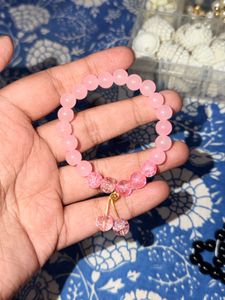 Pink Beaded Bracelet with Charms