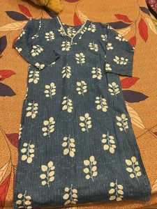 Blue Leaf Print Kurta
