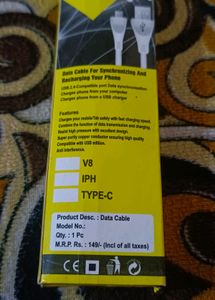 New USB Data Cable | 2.4A Fast Charging
