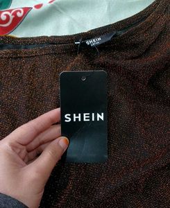 Shein Party One Shoulder Puff Sleeve Chic Top🤎