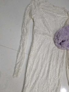 White Lace Dress with Lavender flower top