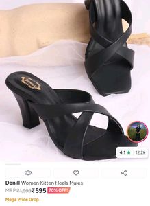 Chic Black Kitten Heel Mules