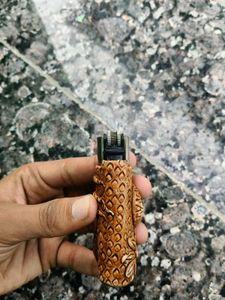 Clipper Lighter with Unique Brown Carved Design