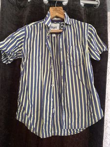Vintage Striped Short Sleeve Button-Up Shirt
