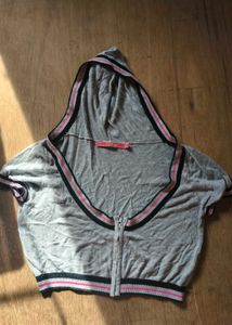 Gray Cropped Hoodie