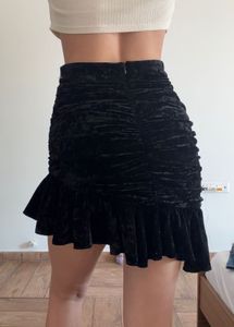 Black Velvet Mini Skirt