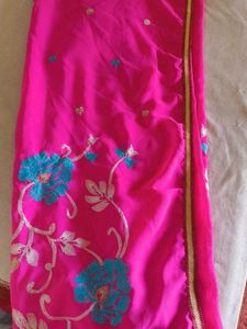 Elegant Pink Embroidered Saree