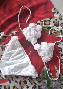 White Floral Bikini Set