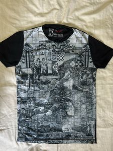 Boys Medium Status Quo Half Sleeves Black T Shirt