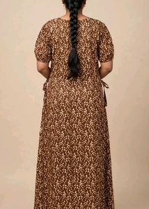 Boho Brown Floral Maxi Dress