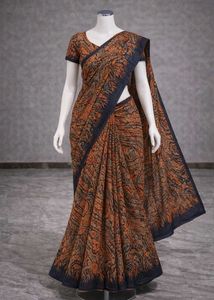 Orange & Black Saree with Blouse
