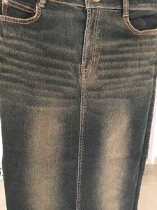 Vintage Wash Denim Maxi Skirt