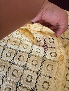 Yellow Crochet Button-Up Shirt