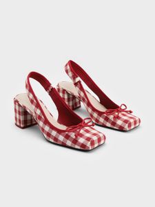 Red Gingham Casual heels
