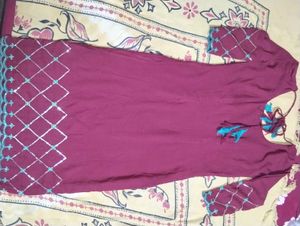 Maroon Embroidered Kurta