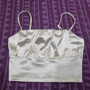 Satin Ruched Crop Top