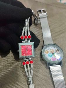 Cute Emoticon &amp; Red Stone Watch Set