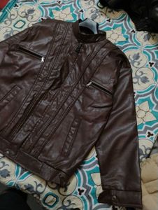 Men's Brown Leather Biker Jacket