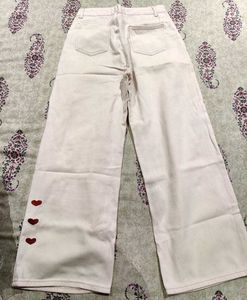 Stylish Wide Leg Jeans with Heart Detail