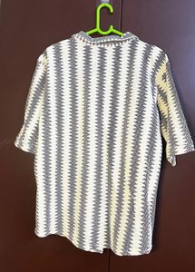 Zara Men's Short Sleeve Zigzag Pattern Shirt