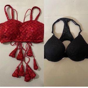 Red backless Blouse&bra