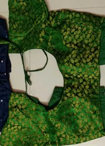 Designer Blouse Set - Navy &amp; Green