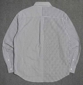 Men's Patchwork Gingham Button-Down Shirt