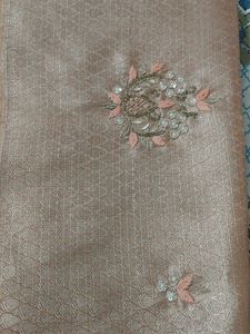 Premium Nude Organza Saree with Sequin Embroidery