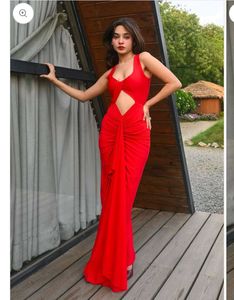 Stunning Red brynne drape dress
